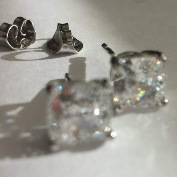 14k White Gold Stud Earrings Solid Gold 14k - Picture 11 of 15